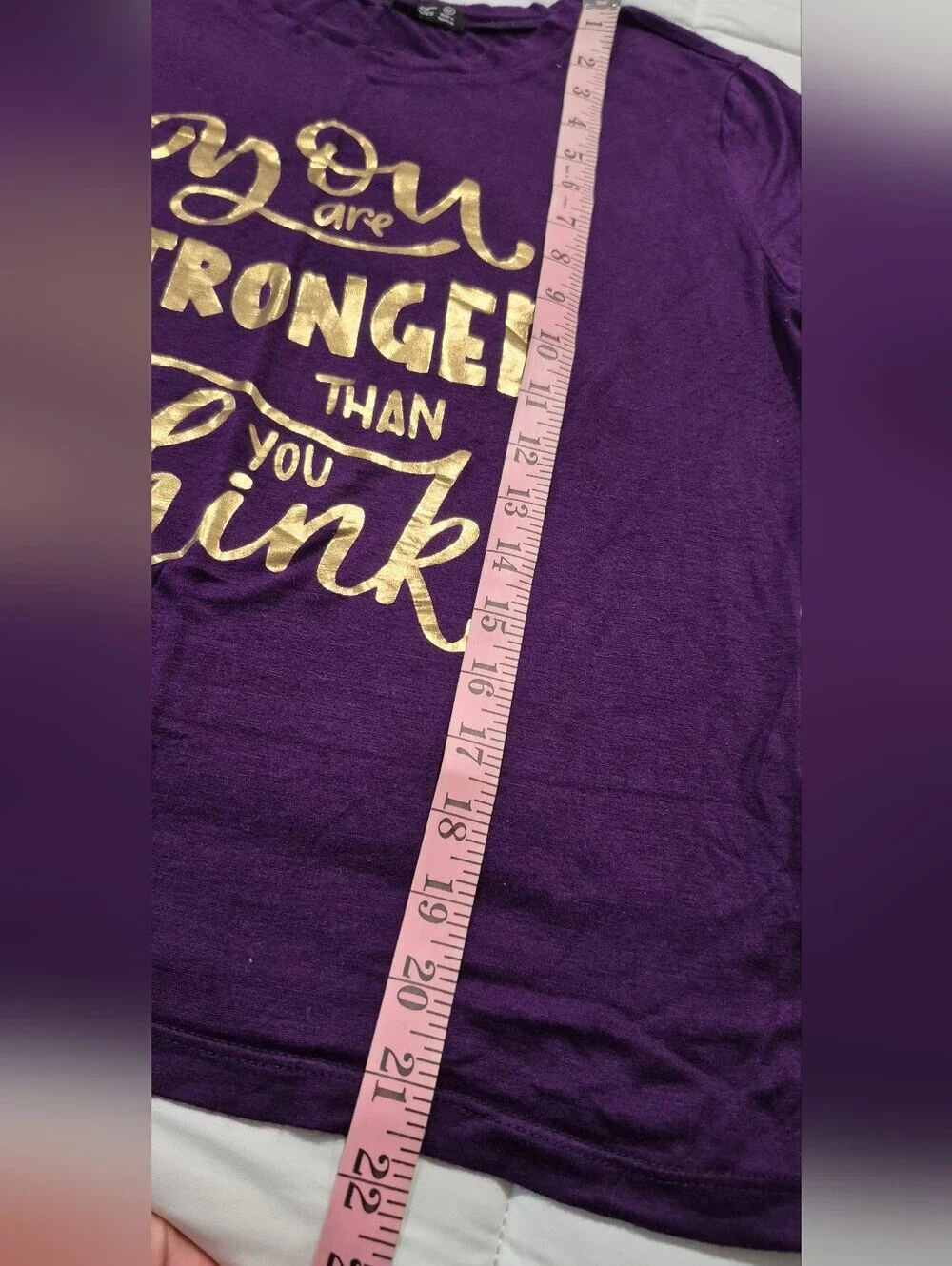 Popular Basics Violet Tee with Metallic Text